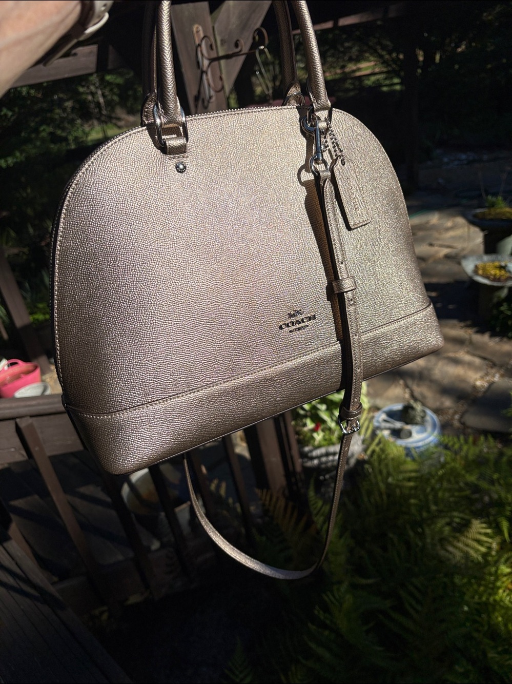 Coach Metallic Dome Satchel - Gold - Picture 14 of 16